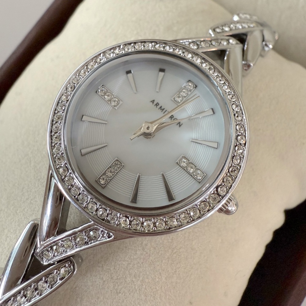Armitron Women’s Silver Watch w/ Pave Stones